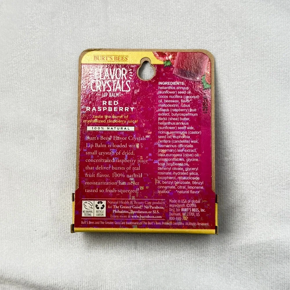 Burt's Bees Flavor Crystals Lip Balm Red Raspberry 100% Natural 0.16oz New